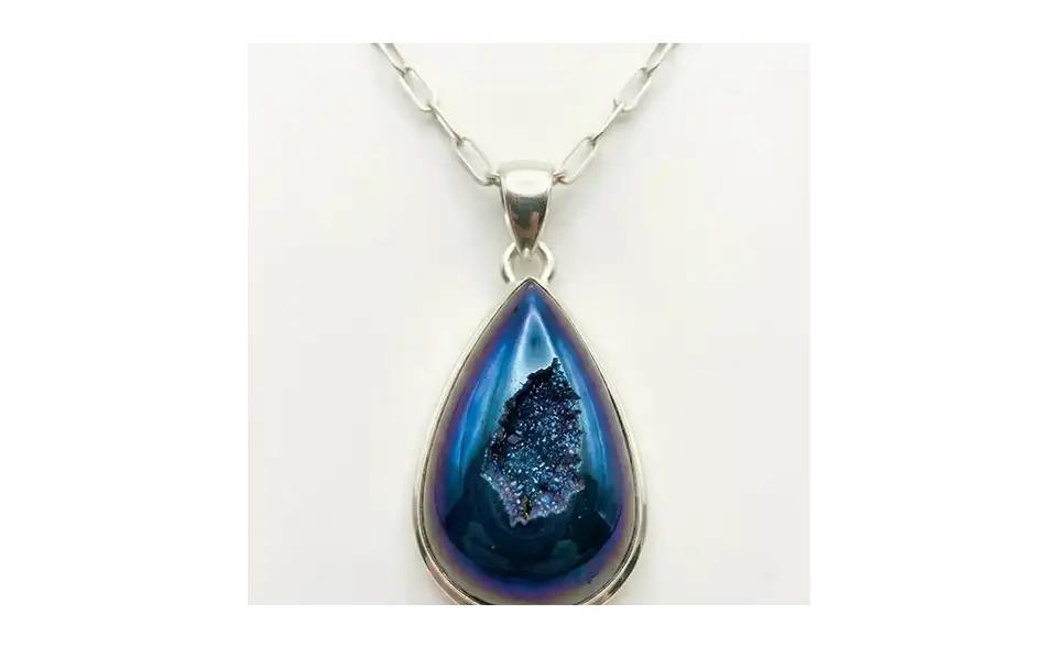 Pendentif Druzy Naturelle – Argent 925 - Éclat Brut & Énergie Positive