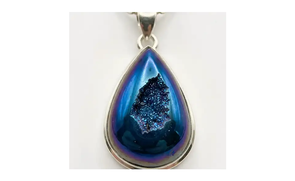 Pendentif Druzy Naturelle – Argent 925 - Éclat Brut & Énergie Positive