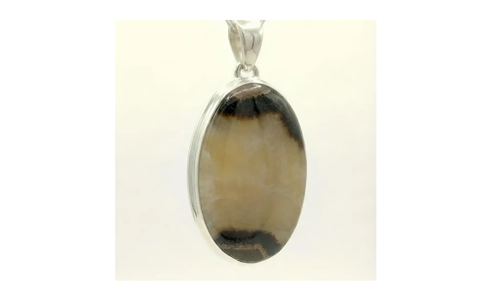 Pendentif Septaria Jaune Naturelle – Argent 925 - Ancrage, Confiance & Stabilité