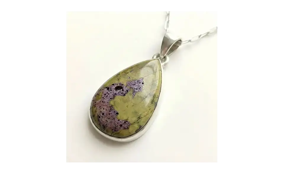 Pendentif Atlantisite Naturelle en Argent 925 - Energie, Sérénité et Protection