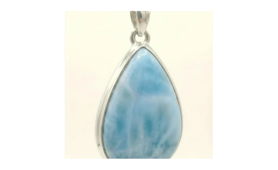 Pendentif Larimar Naturel en Argent 925 -Sérénité, Calme et Harmonie Intérieure