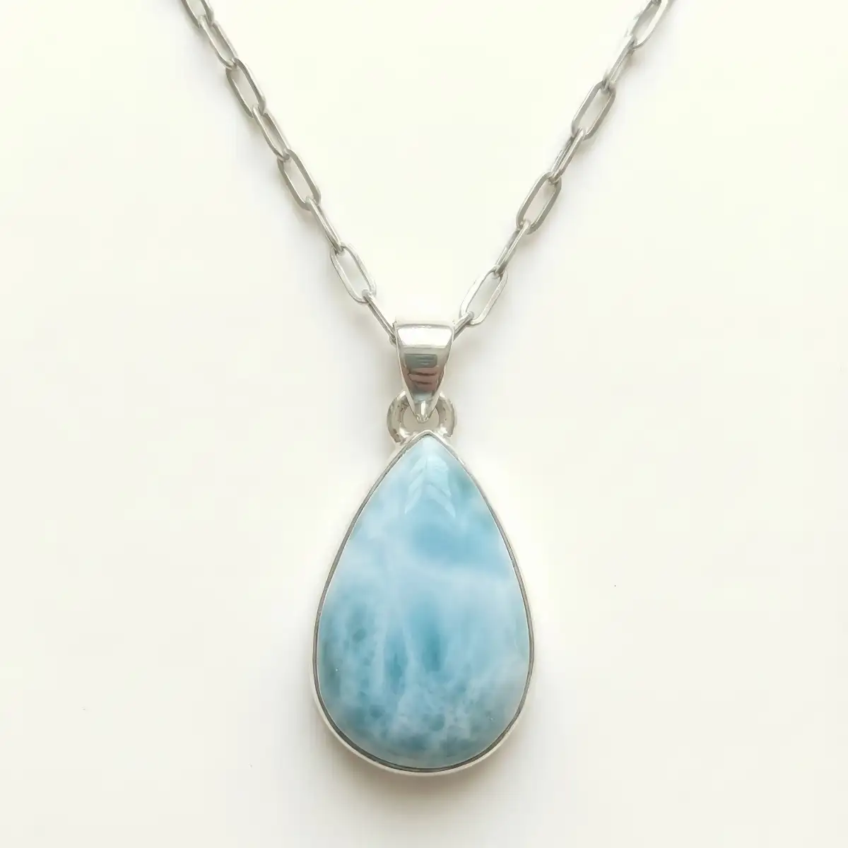 Pendentif Larimar Naturel en Argent 925 – Sérénité, Douceur et Harmonie