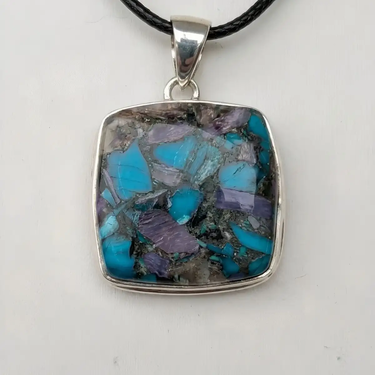 Pendentif Chrysocolle Naturelle en Argent 925 – Apaisement, Communication et Harmonie