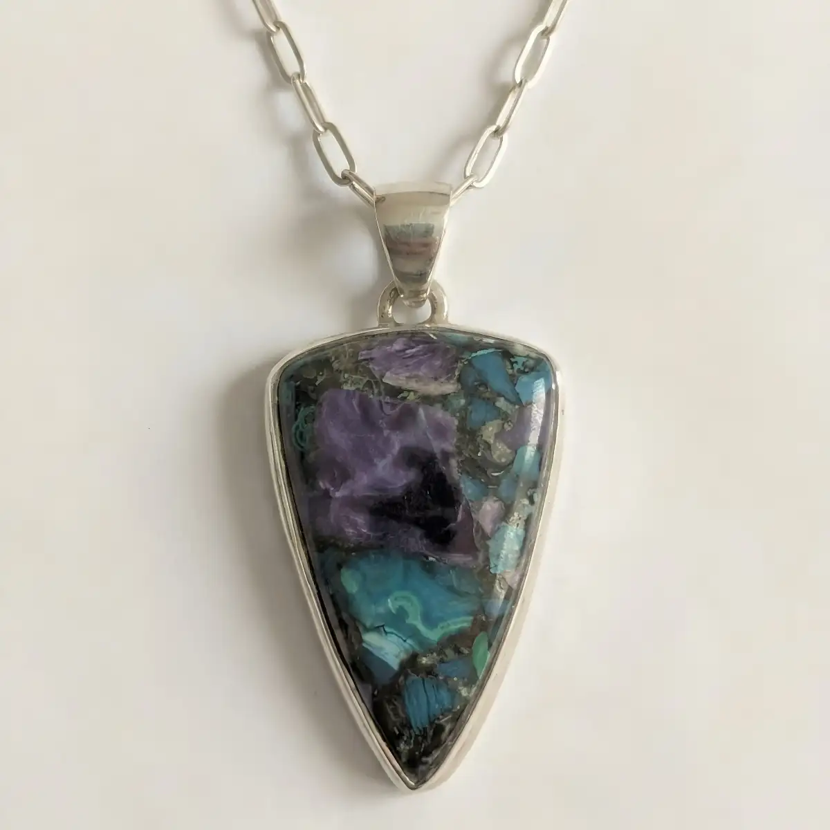 Pendentif Chrysocolle Naturelle en Argent 925 – Douceur Émotionnelle et Expression Authentique