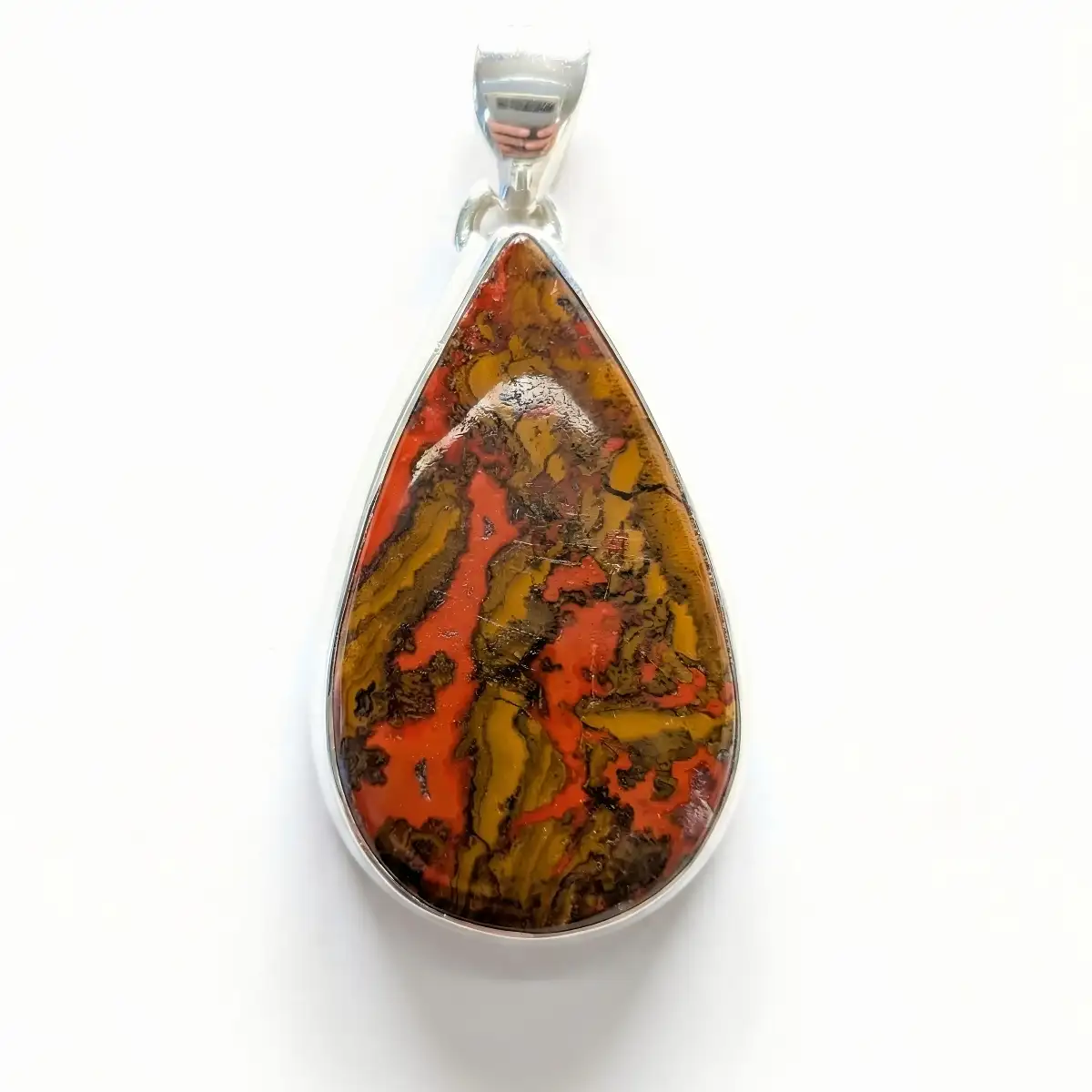 Pendentif Agate Veinée Naturelle en Argent 925- Equilibre, Stabilité et Harmonie