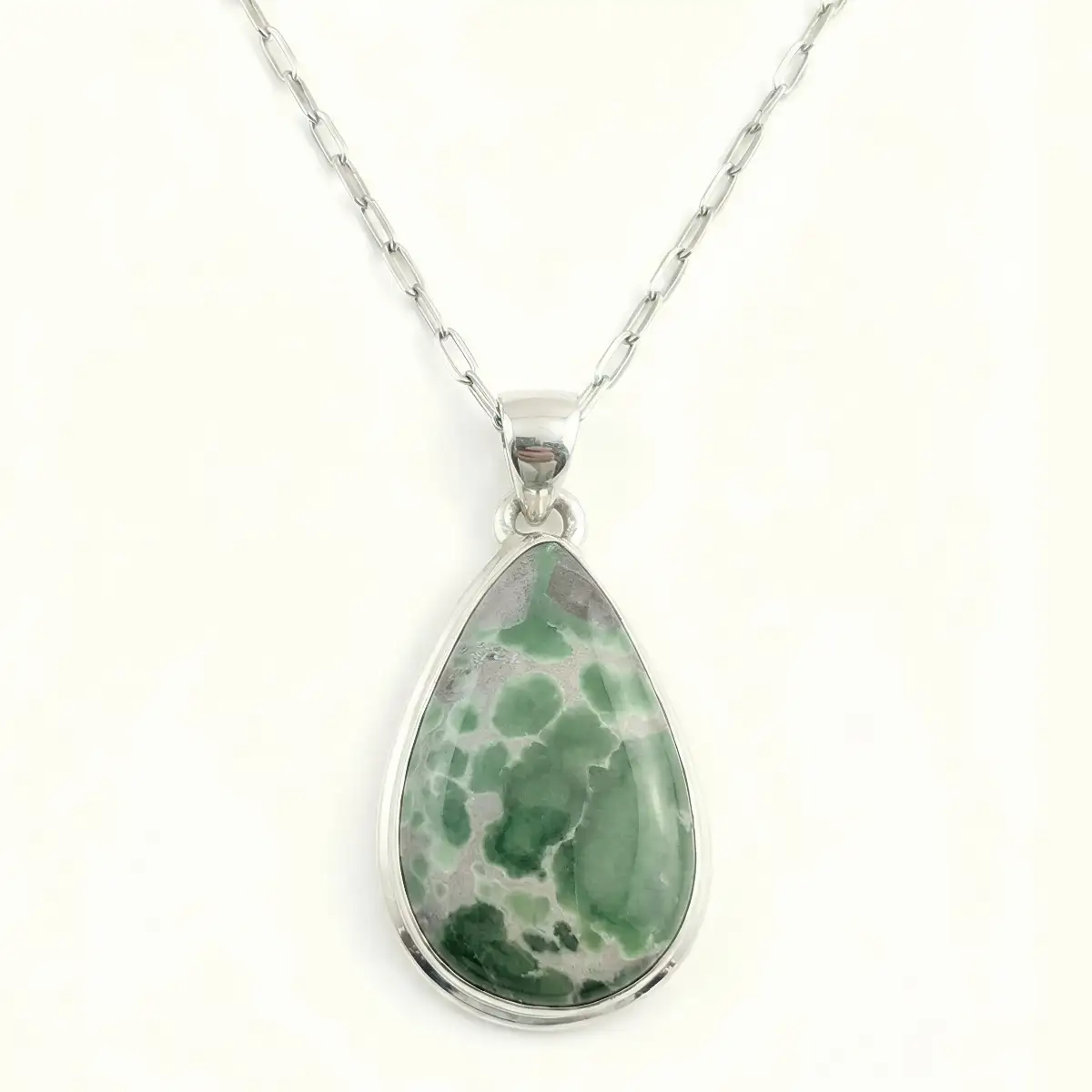 Pendentif Variscite Naturelle en Argent 925 – Apaisement Émotionnel et Harmonie Intérieure